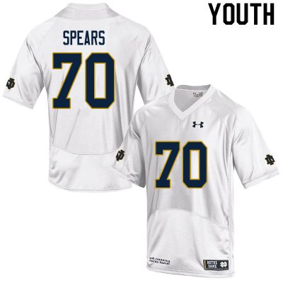 Notre Dame Fighting Irish Youth Hunter Spears #70 White Under Armour Authentic Stitched College NCAA Football Jersey BOW4499EQ